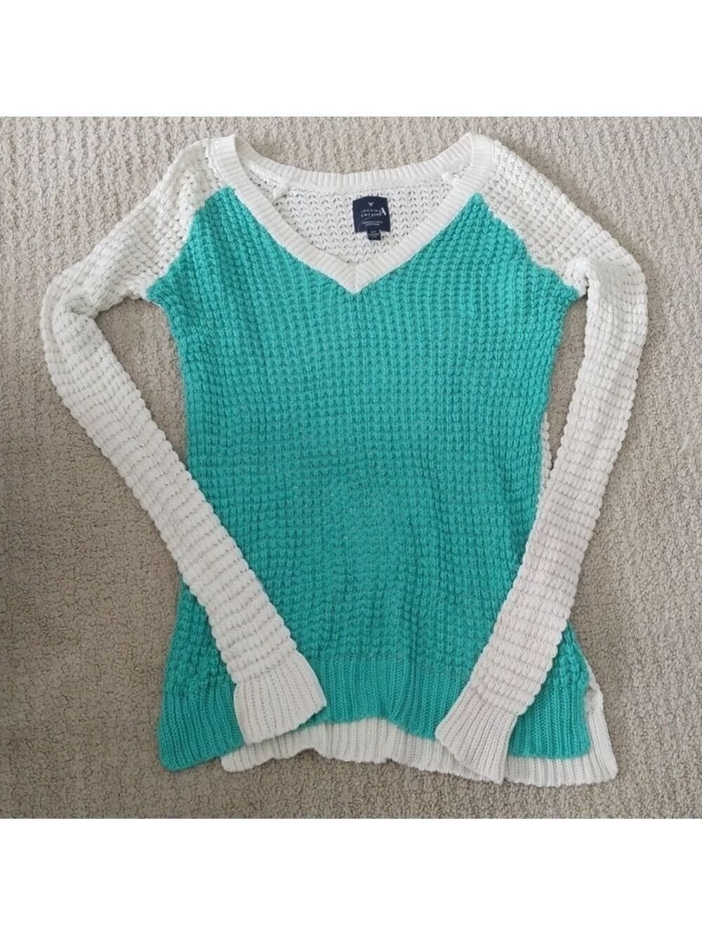 AE Sweater Jegging Teal White Knit